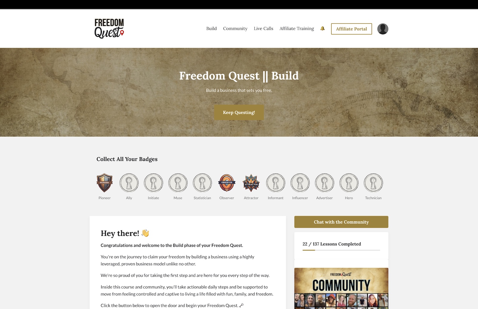 Freedom Quest educational portal